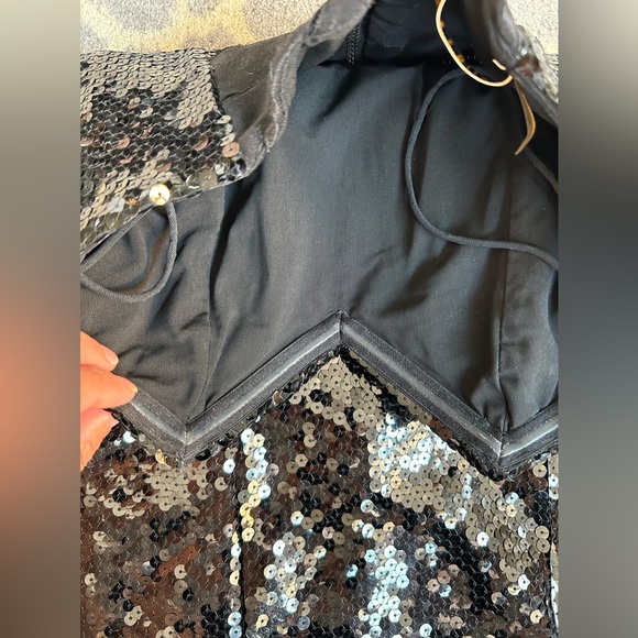 Alice Olivia Ro Black Sequin Tube Dress Size 2 - Picture 5 of 7